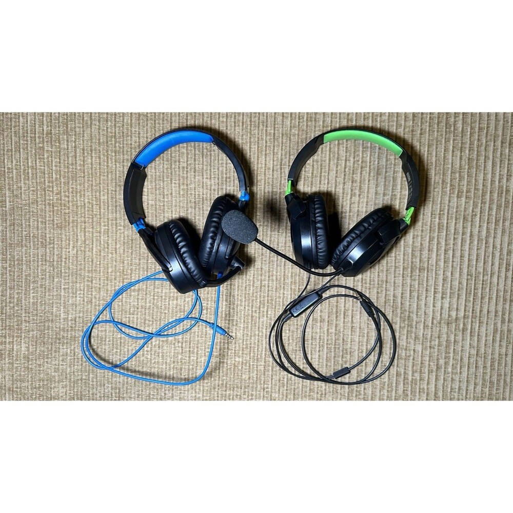 Lot Of 2 Turtle Beach Gamer Headphones Blue And Green